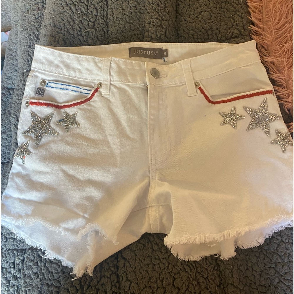 Just USA hand embroidered american pride shorts